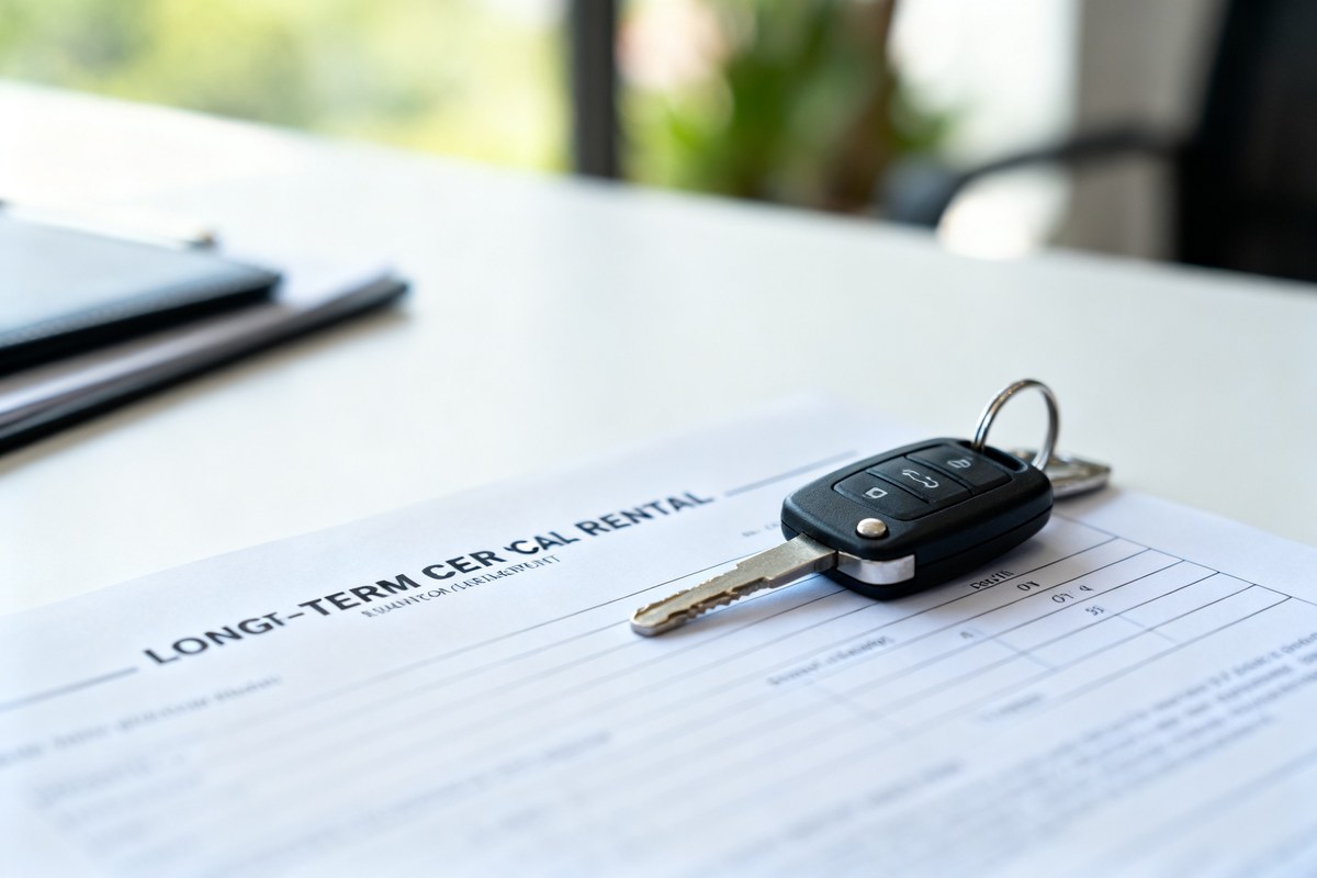 Clé de voiture sur un contrat de location courte durée