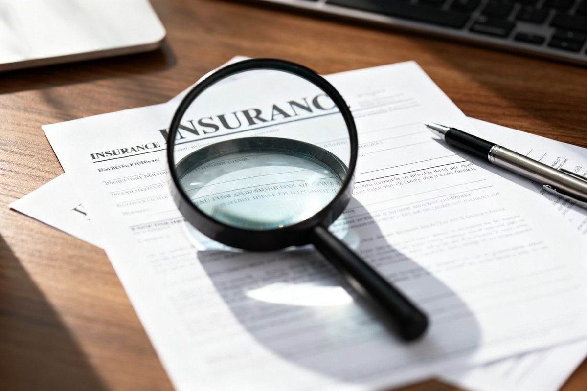 Loupe sur des documents d'assurance, enquête