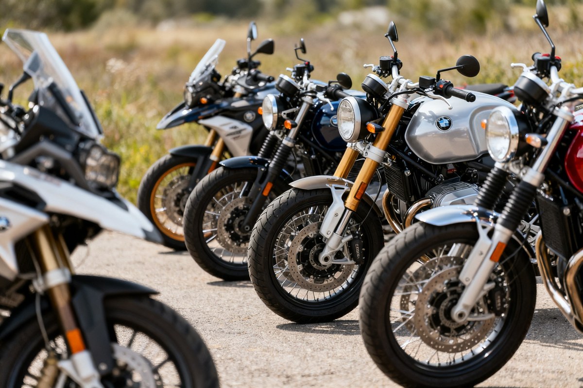 Plusieurs motos de cylindrées différentes alignées